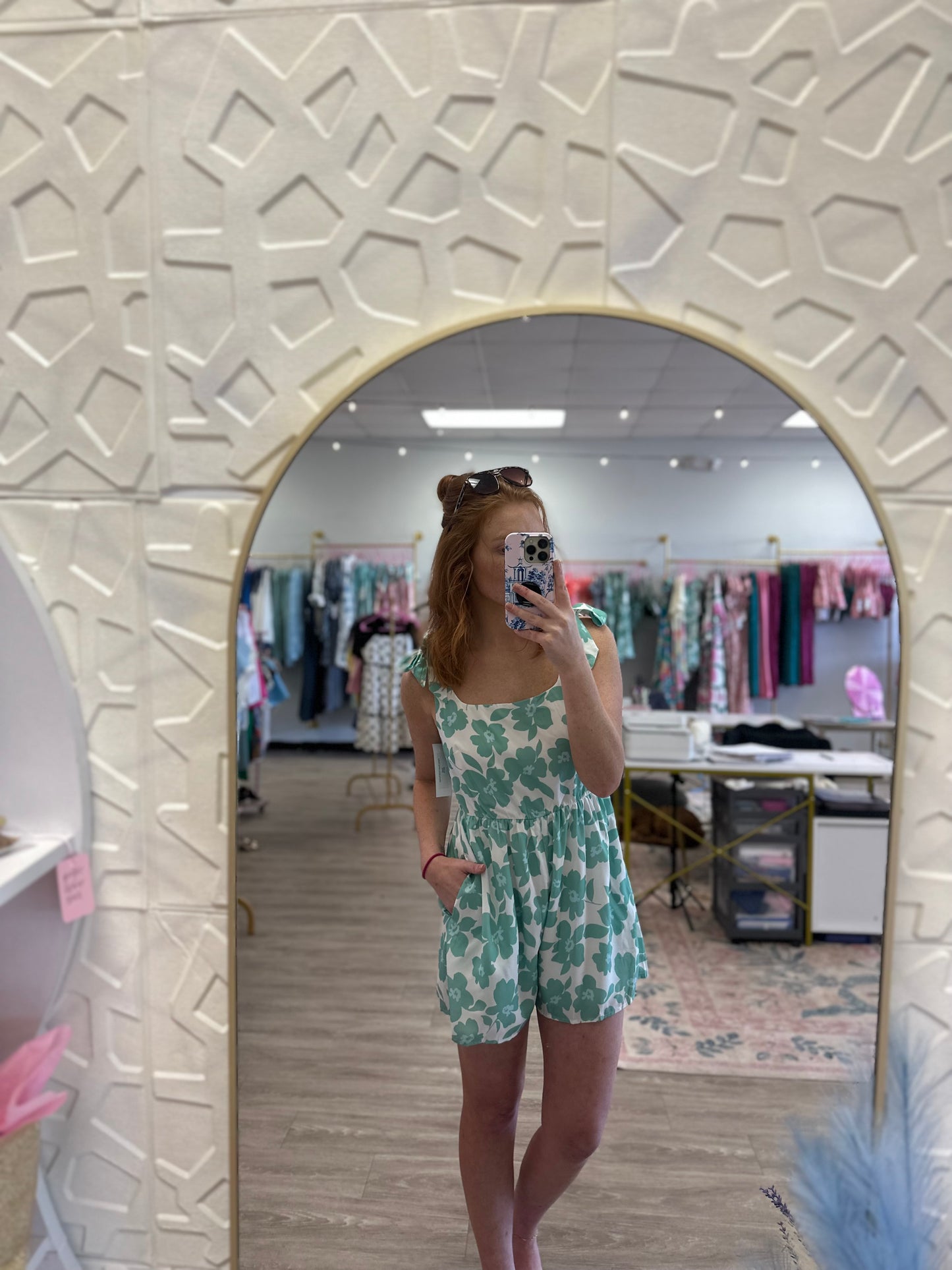 Gabby Green Floral Romper