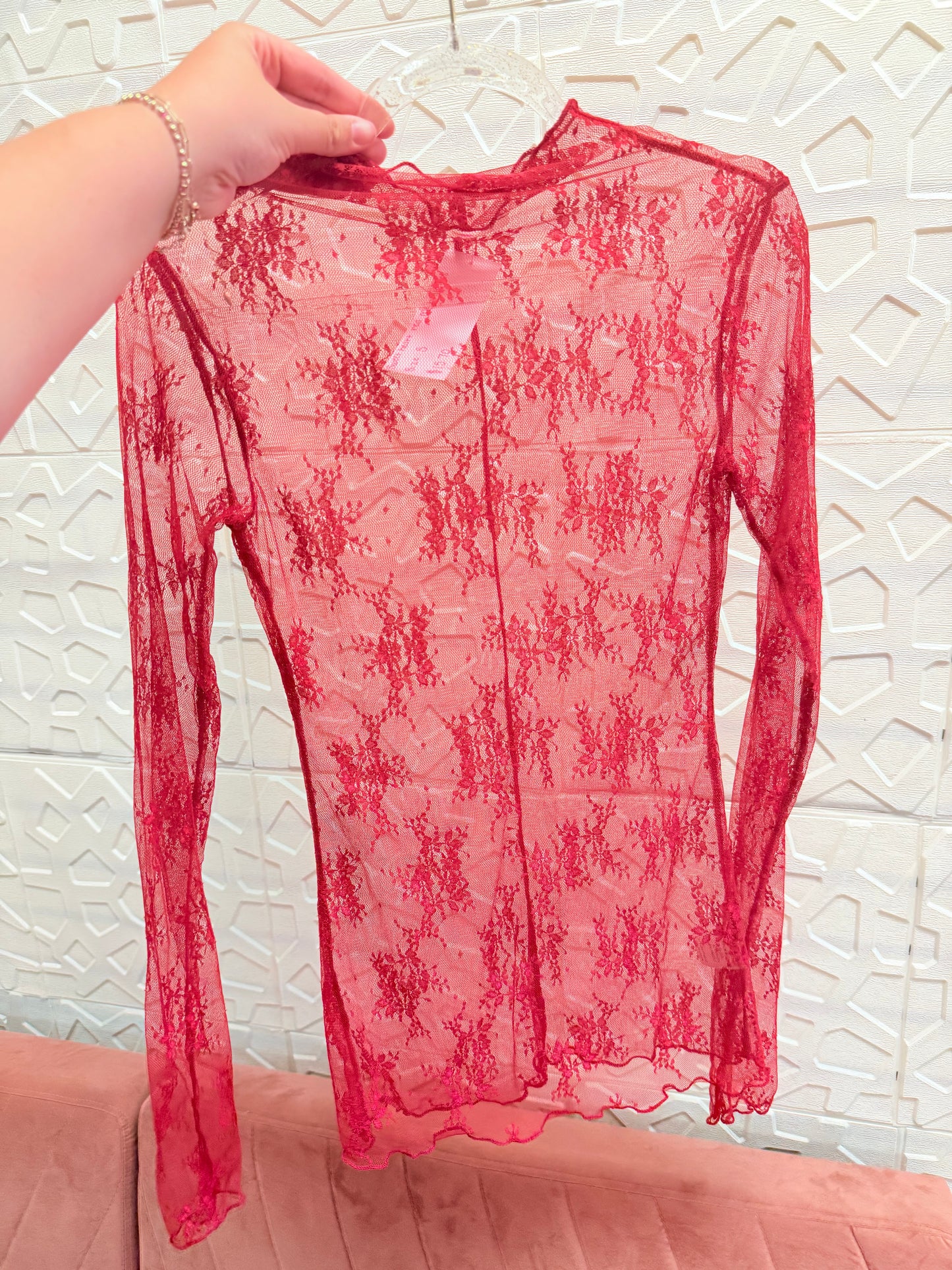 Red Floral Mesh