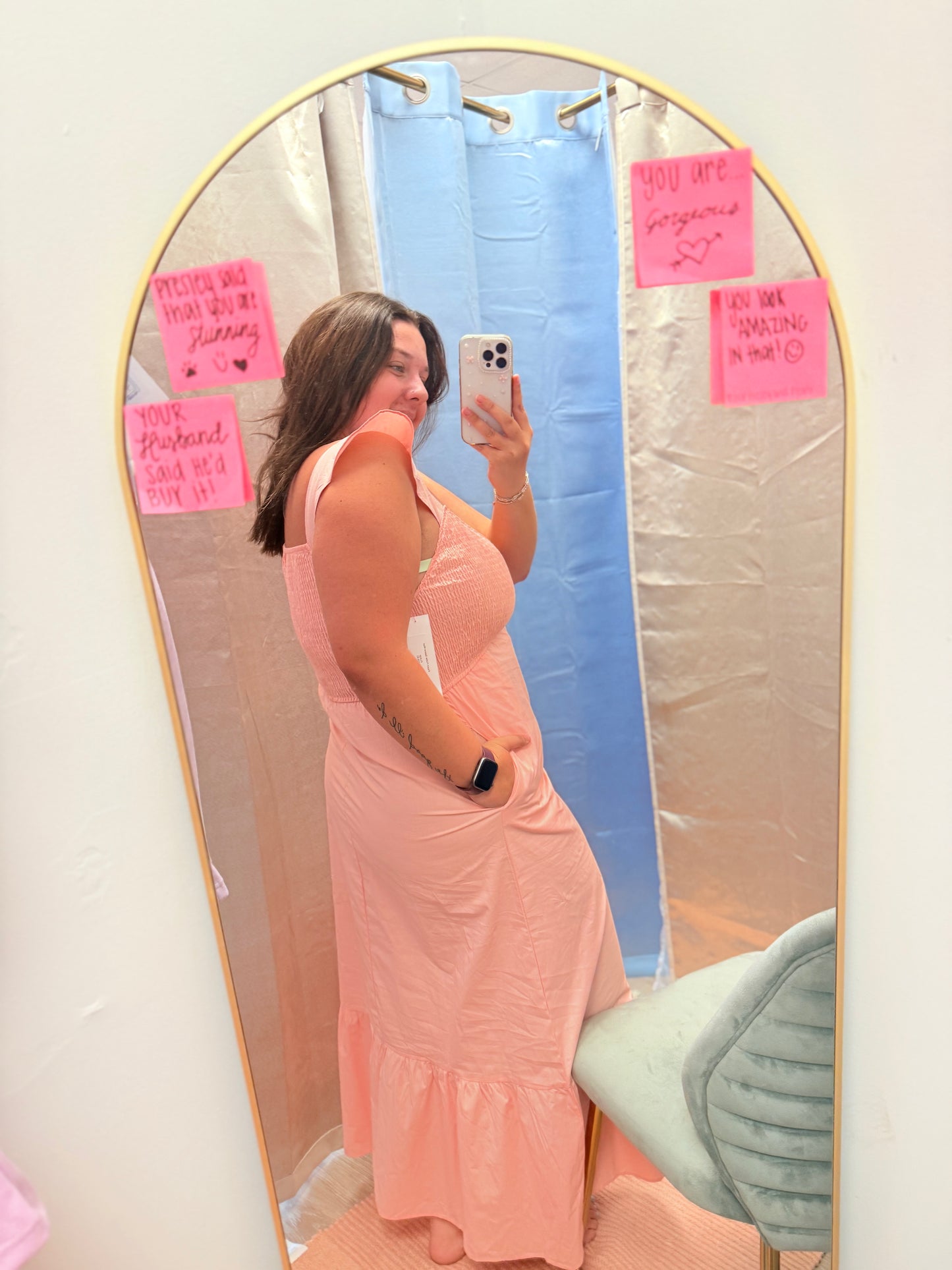 Peach Flutter Sleeve Maxi