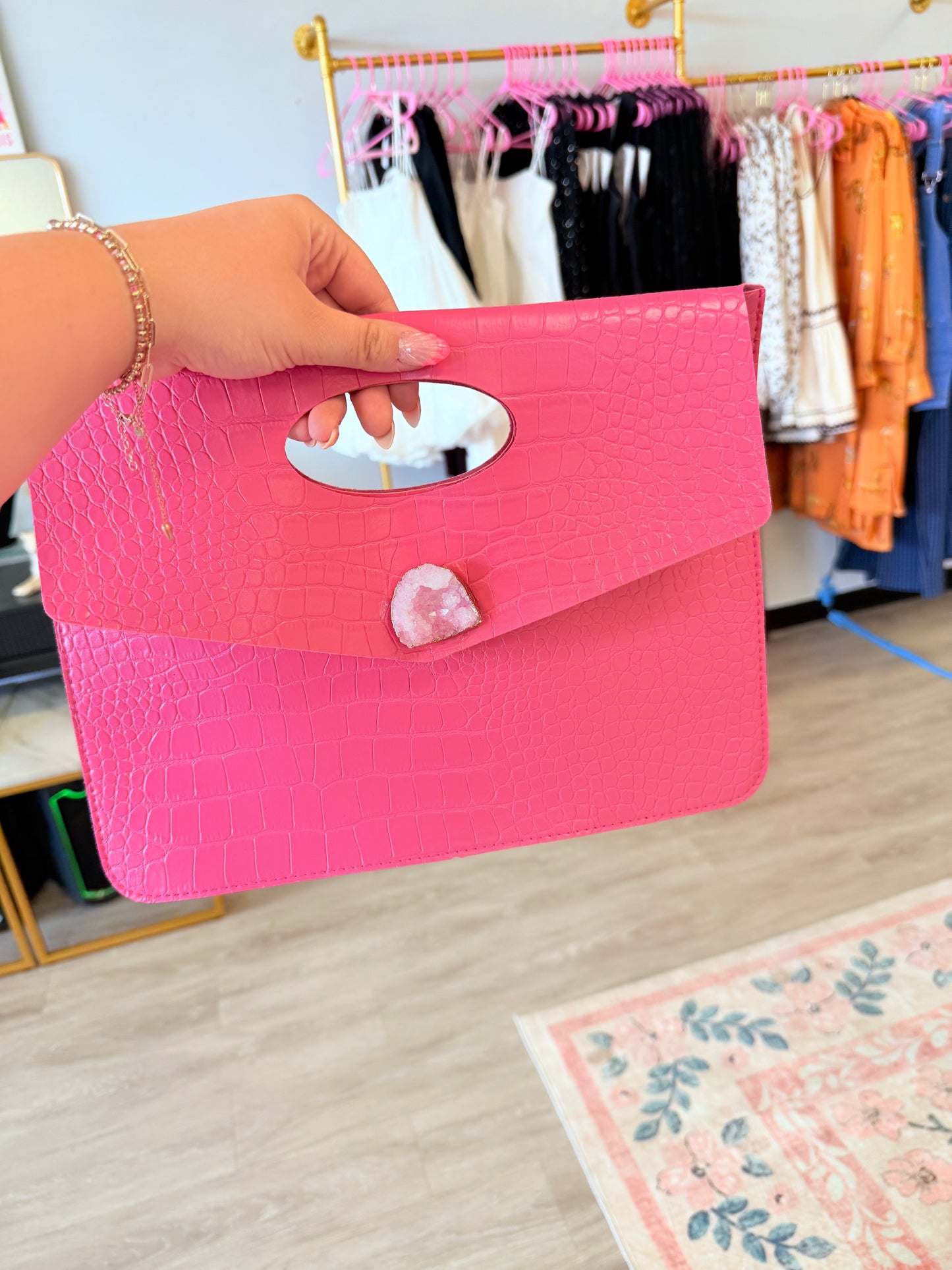 Pink Druzzy Stone Purse