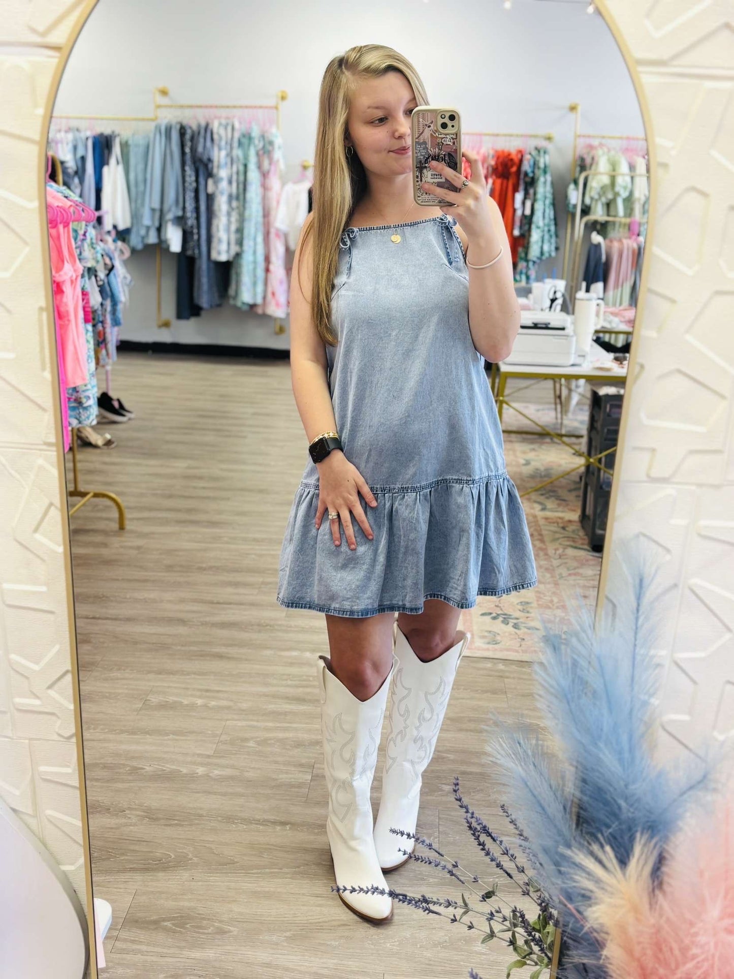 Bow Blue Mini Dress