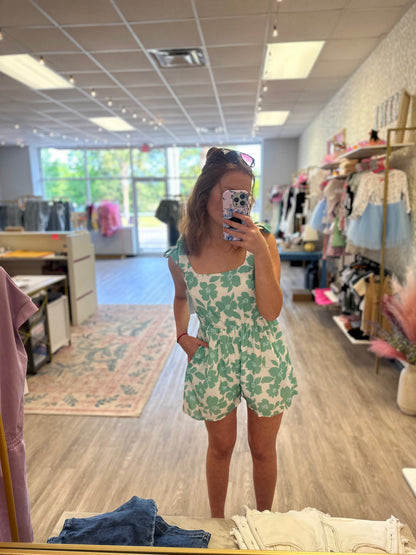 Gabby Green Floral Romper