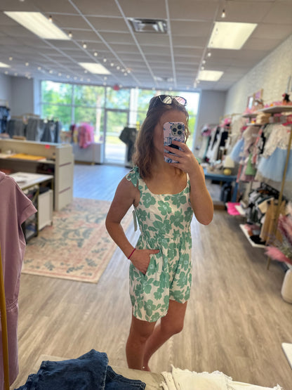 Gabby Green Floral Romper