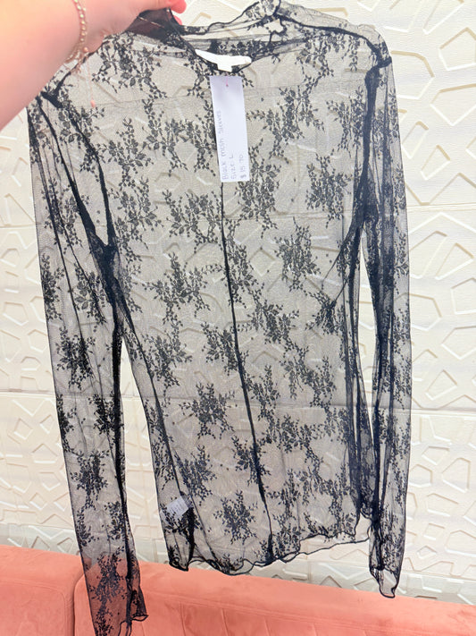 Black Floral Mesh