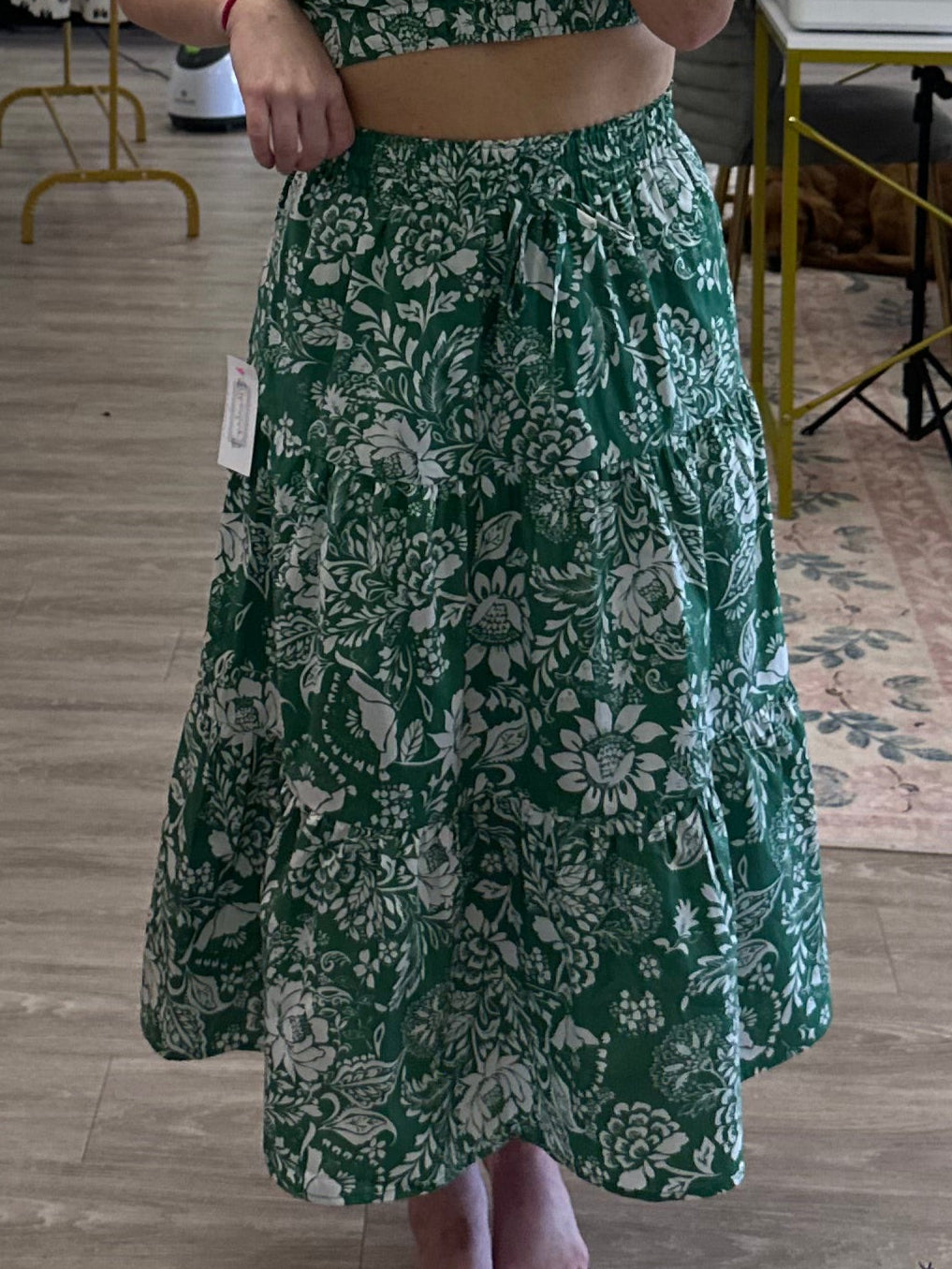 Glowing Green Midi Skirt