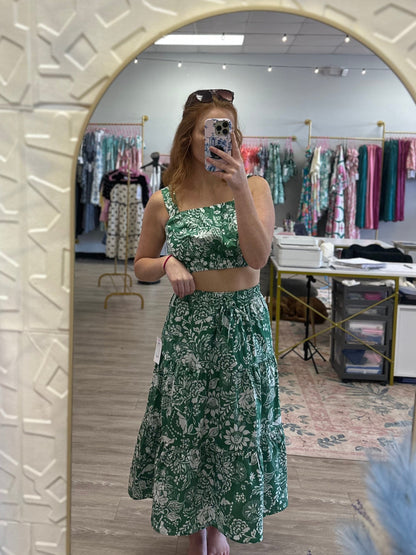 Glowing Green Midi Skirt