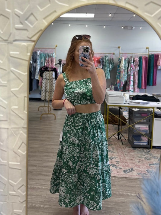 Glowing Green Midi Skirt