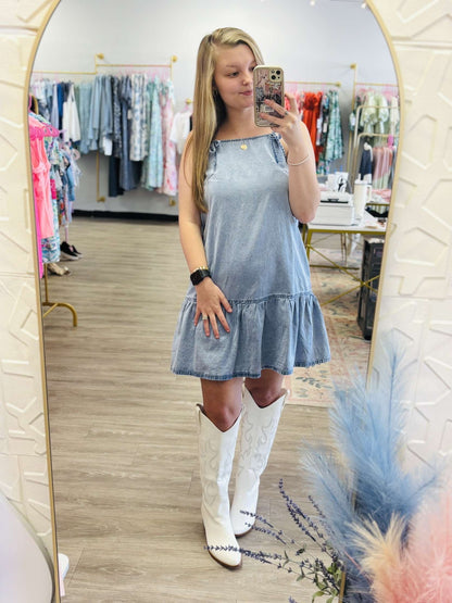 Bow Blue Mini Dress